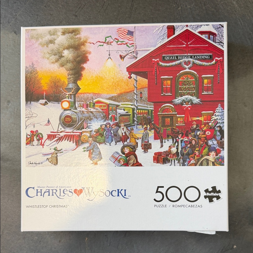 Charles Wysocki Whistlestop Christmas 500-Piece Jigsaw Puzzle - Red